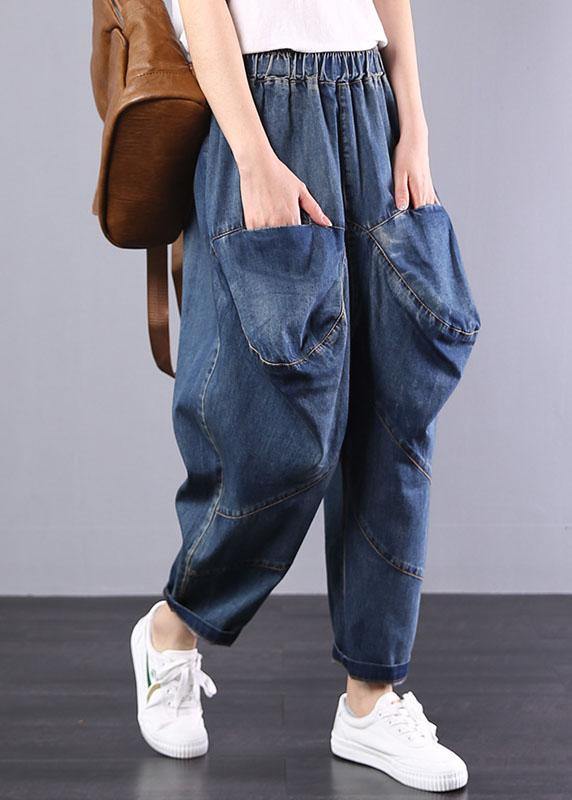 2019 herbst alte casual hosen große taschen denim blau pluderhosen