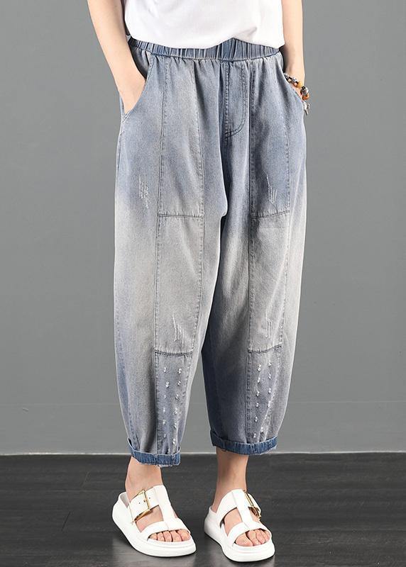 2021 dress code loose high waist washed old denim harem pants