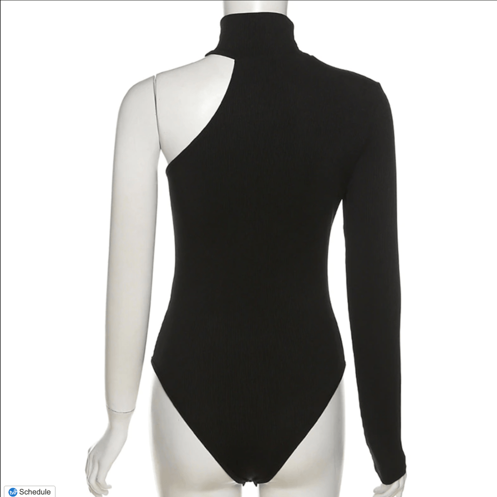 Vittorio Knitted Turtleneck One-Shoulder Bodysuit