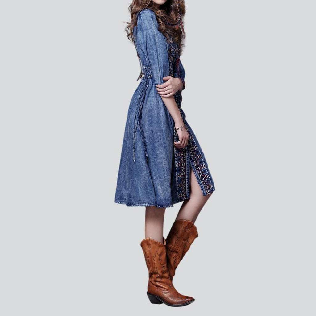 Embroidered fashion women denim dress