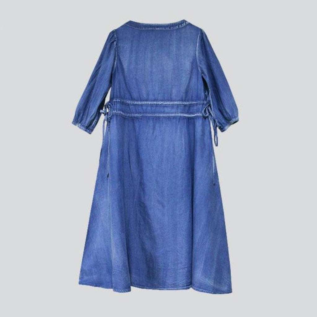 Vestido vaquero bordado de moda para mujer