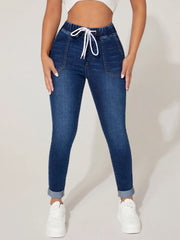 Cropped-Jeans mit Kordelzug