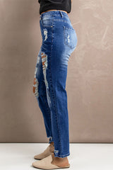 Baeful – Distressed-High-Rise-Jeans mit Taschen