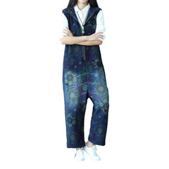 Hooded denim overall for women