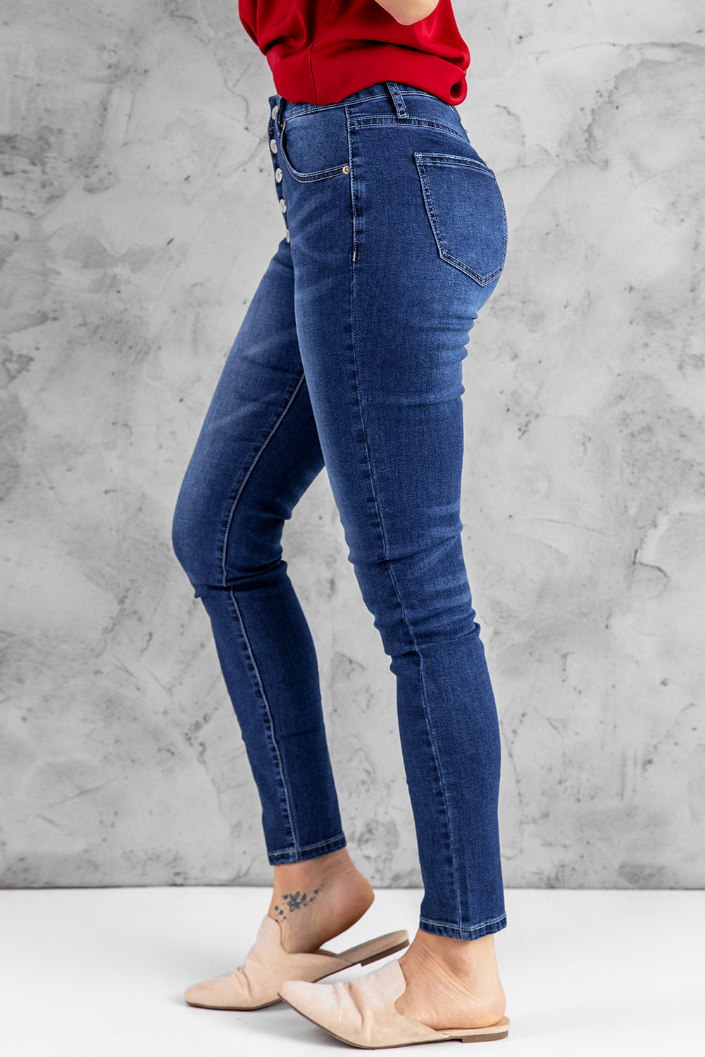 Baeful „What You Want“-Jeans mit Knopfleiste und Tasche