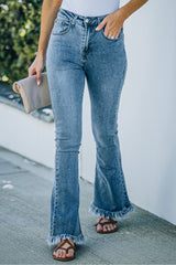 Baeful Frayed Hem Flare Jeans