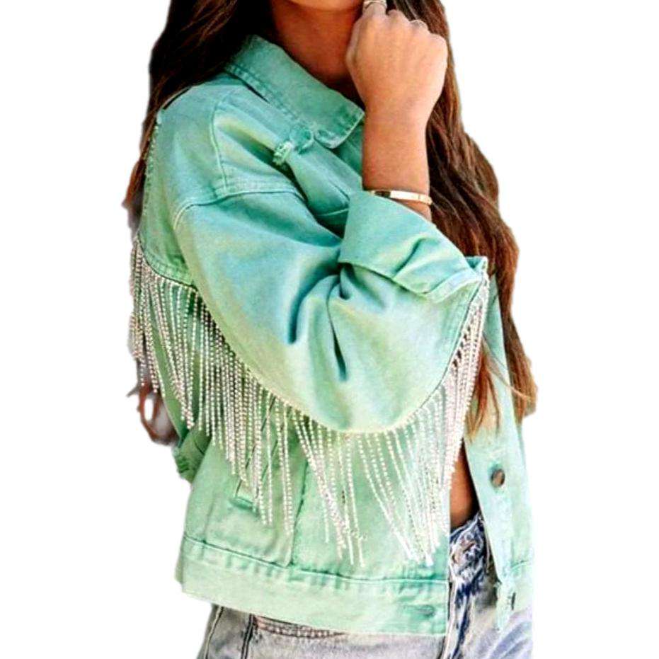 Fringe y2k women denim jacket