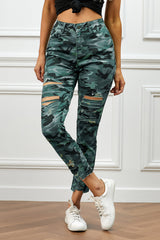 Baeful Distressed Camouflage Jeans