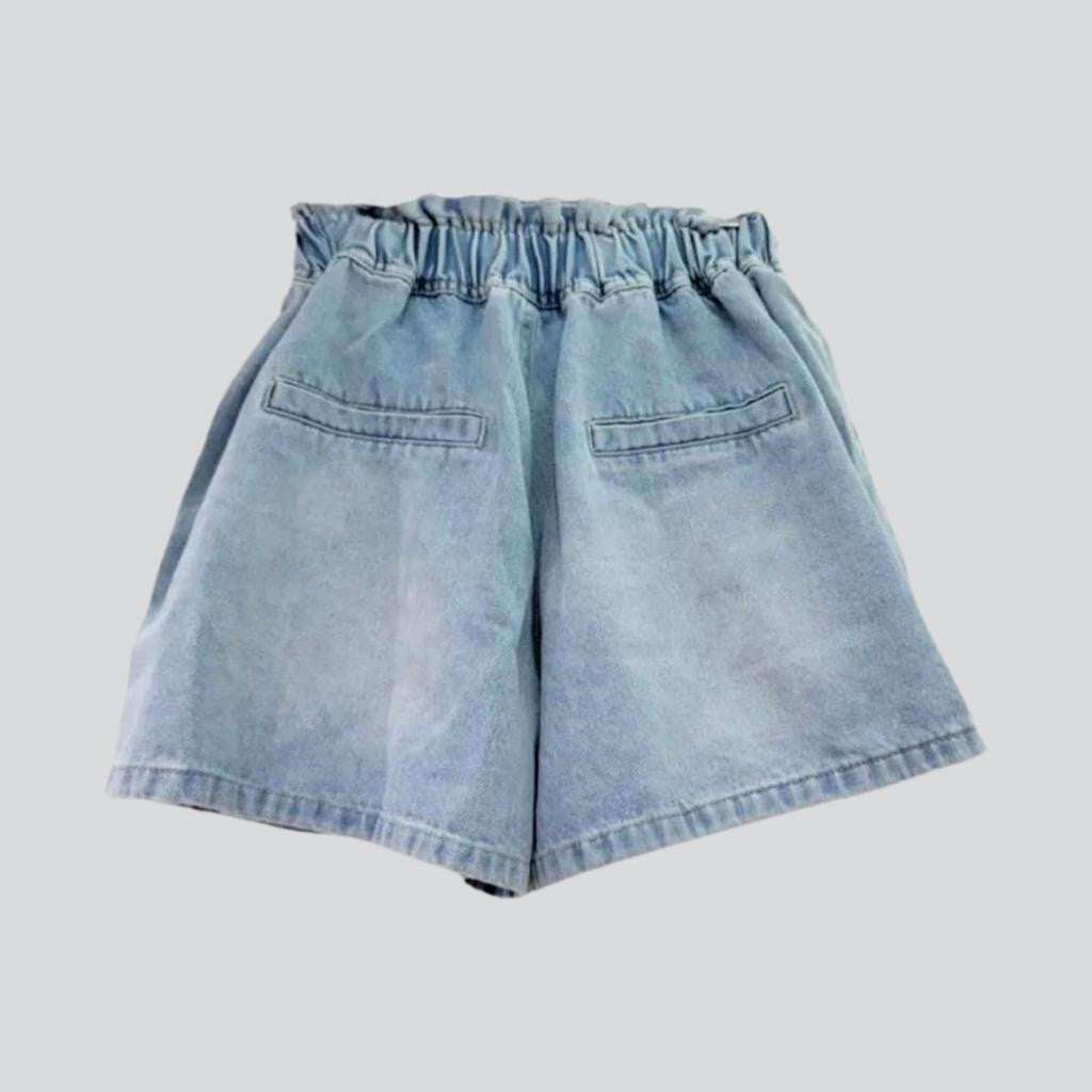 Colorful crystal hem denim shorts