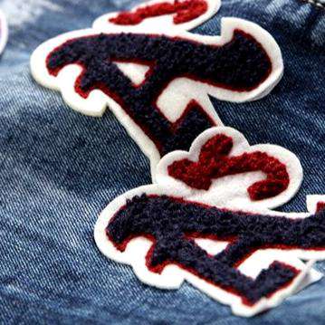 Flags & letters embroidery men jeans