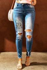 Baeful – Easter – Distressed-Jeans mit ausgefranstem Saum