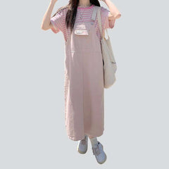 A-line long women denim dress