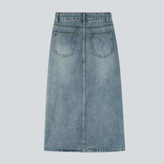 Front split vintage denim skirt