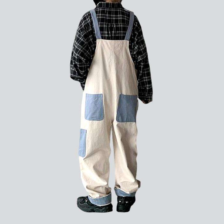 Color baggy men denim dungaree