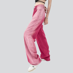 Seitlich Dip-Dye-Jeans in Pink für Damen