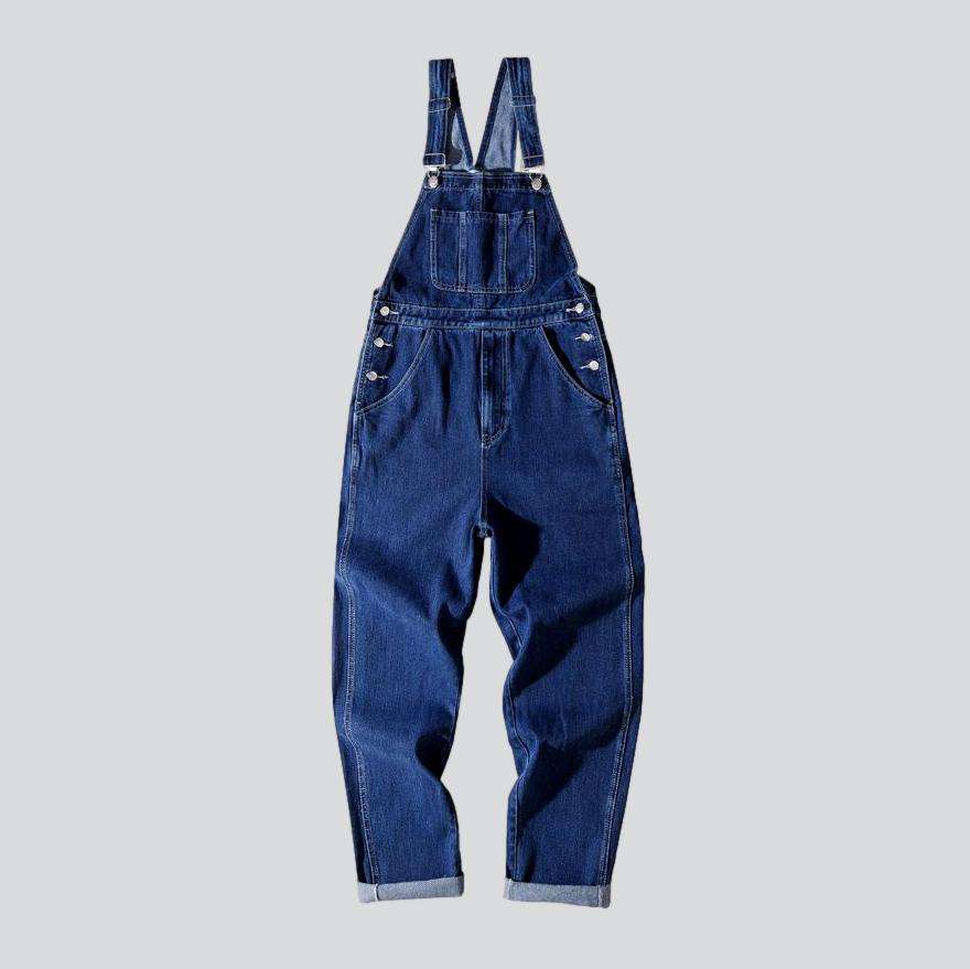 Blue baggy men denim jumpsuit