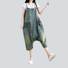 Adjustable women denim dress-jumpsuit