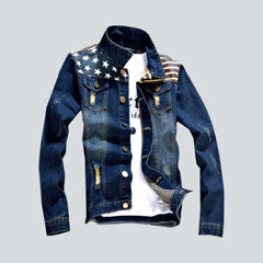 Jeansjacke mit Aufnähern der amerikanischen Flagge