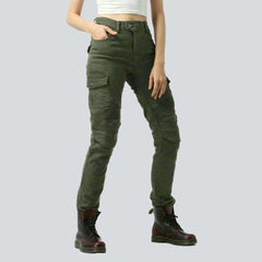 Army green women biker jeans