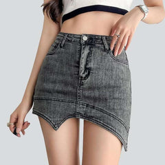 Asymmetric mini denim skort