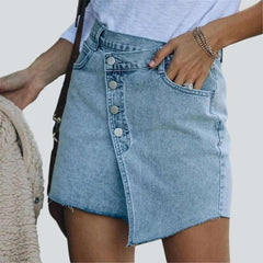 Asymmetric mini jeans skirt