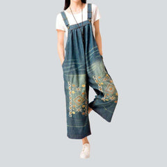 Baggy embroidered women denim jumpsuit