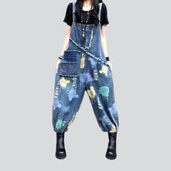 Baggy painted jeans jumpsuit for women