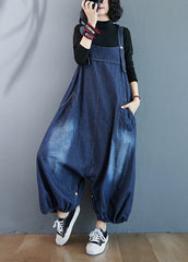 Beautiful Blue Oversized Pockets Denim Overalls Jumpsuit