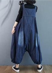 Beautiful Blue Oversized Pockets Denim Overalls Jumpsuit