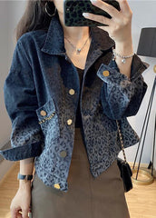 Black Button Pockets Denim Coats Long Sleeve