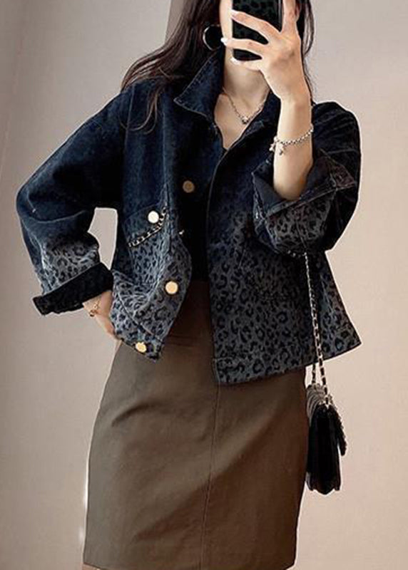 Black Button Pockets Denim Coats Long Sleeve