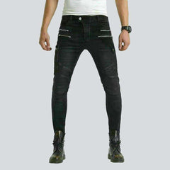 Black biker jeans with zippers