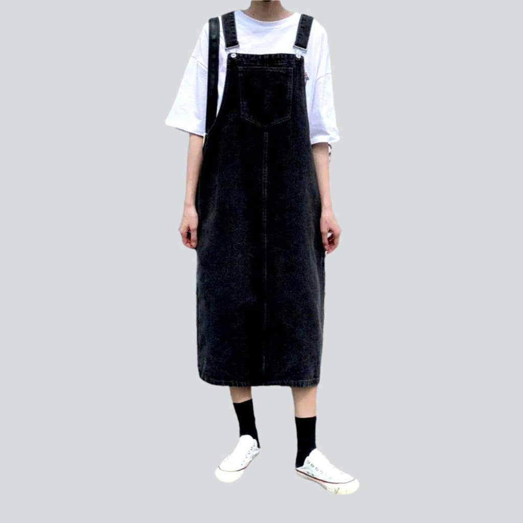 Black denim women's overall dress – Rae Jeans