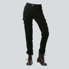 Black kevlar women biker jeans