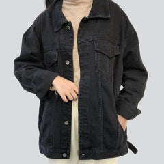 Schwarze übergroße Damen-Jeansjacke