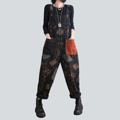 Black painted women jeans overall