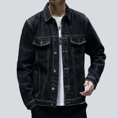 Schwarze normale Herren-Jeansjacke