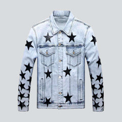 Black stars light denim jacket