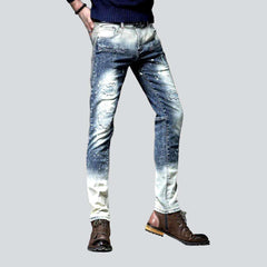 Bleach wash skinny men jeans