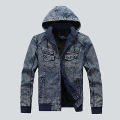 Bleached hooded men denim jacket