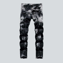 Bleached patchwork jeans for men