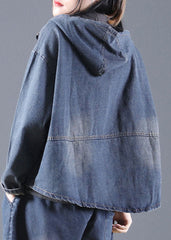 Blue Pockets denim Jacket Zip Up