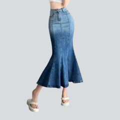 Blue contrast mermaid denim skirt