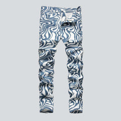 Blaue Herrenjeans mit Ornament-Print