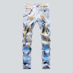 Blue palm-painted men jeans