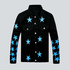 Blue star embroidery denim jacket