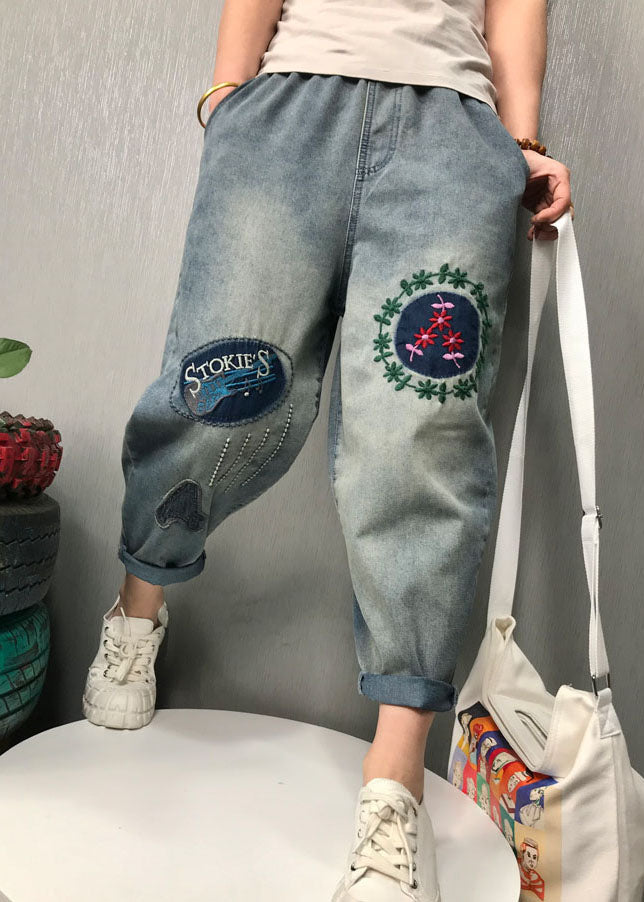 Bohemian Blue Embroideried denim Pants