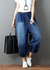 Bohemian Denim blue wrinkled lantern Pants