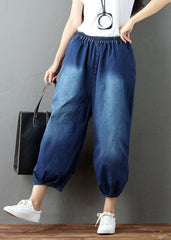 Bohemian Denim blue wrinkled lantern Pants