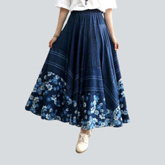 Bohemian fit & flare denim skirt